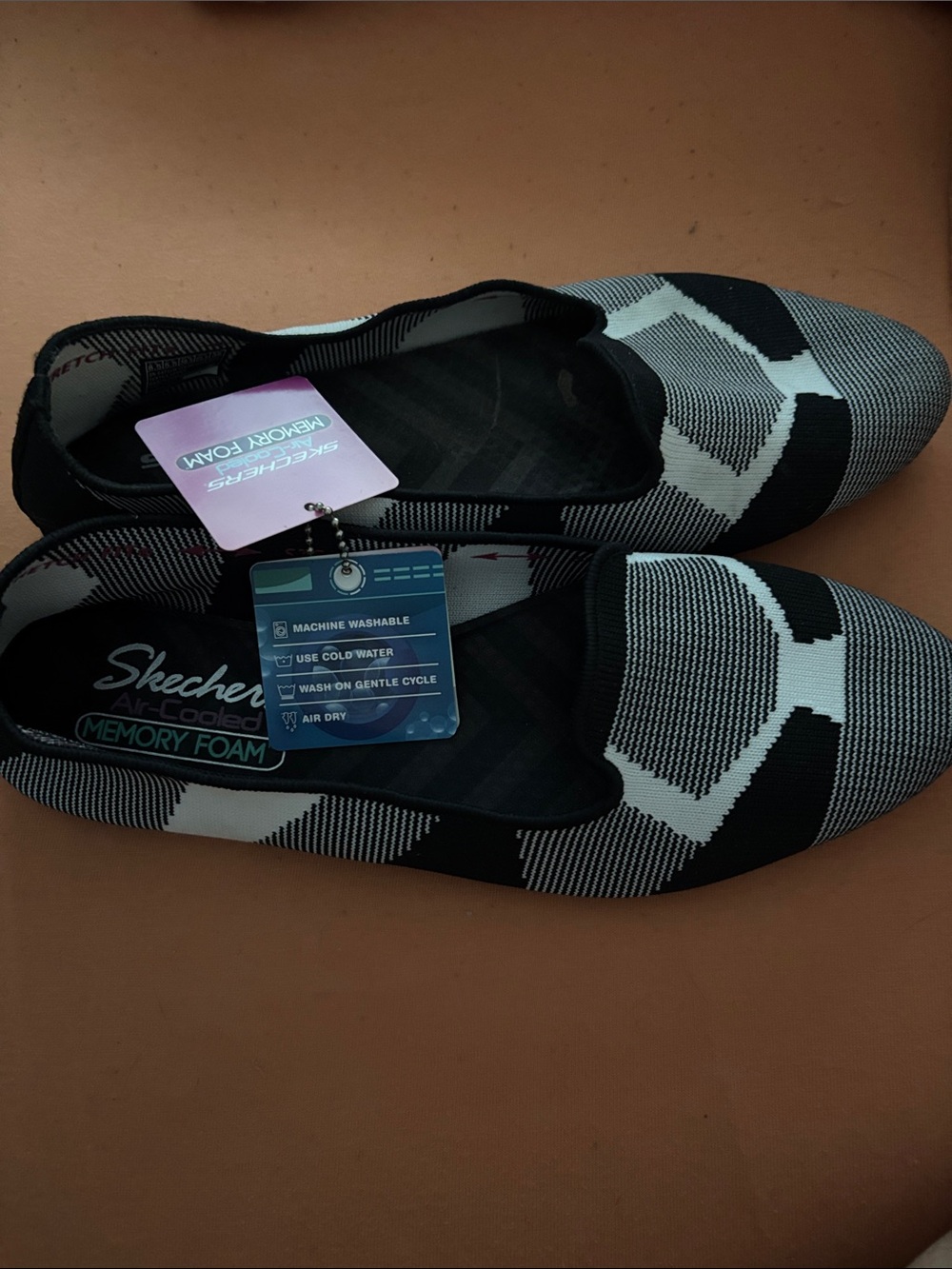 Skechers Black and Gray Slip-On Knit Memory Foam Flats - Picture 3 of 5